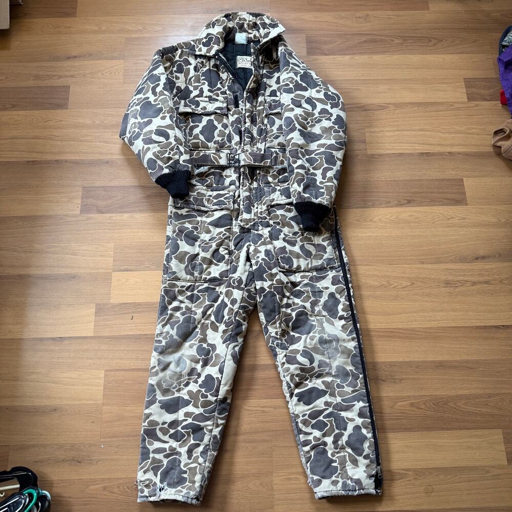 Men's Vintage Walls Blizzard Pruf Brown Camoflauge Insulated Coveralls Sz Medium